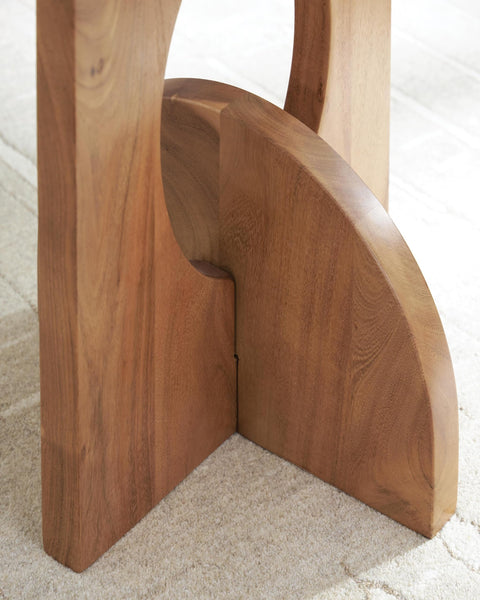 Modern Acacia Square Accent Table, Brown Finish, for Living Room – alternate view 3