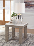 Casual Marble Square End Table, Brown / Ivory Finish, for Living Room – product view