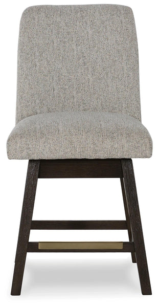 GTU Furniture Set of 2 Beige/Dark Brown Polyester Swivel Counter Height Bar Stools, Pub