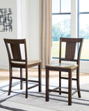 Set of 2 Light Brown / Dark Brown Wood Counter Height Bar Stools, Two-Tone – alternate view 6
