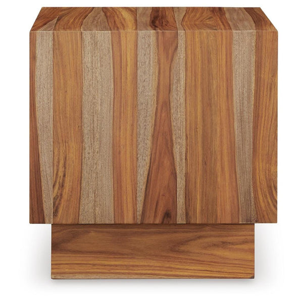 Sleek Sheesham Square End Table, with Open Shelf, Brown Finish, for Living Room – alternate view 4