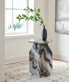 Modern Marble Square Accent Table, Black / White / Taupe Finish, for Living Room – product view