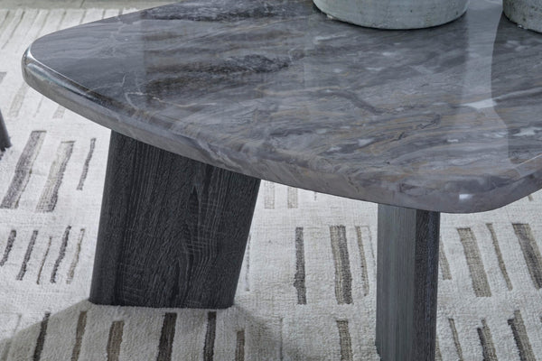 Contemporary MDF Rectangular 3-Piece Coffee Table Set, Cocktail Table with 2 Matching End Tables, Gray – alternate view 3