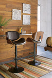 Brown Faux Leather Adjustable Height Swivel Bar Stool with Footrest, Dining – alternate view 3