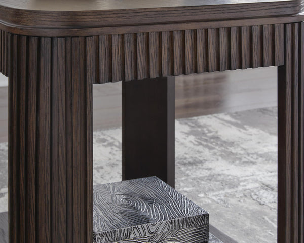 Sleek Engineered Wood Rectangular End Table, with Open Shelf, Warm Brown Finish, for Living Room – alternate view 4