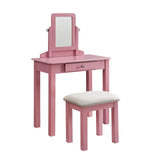 Transitional Vanity Set with Mirror Stool — Pink