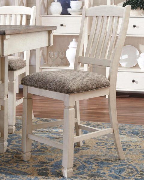 GTU Furniture Set of 2 Two-Tone Wood Counter Height Bar Stools with Woven Fabric Seat