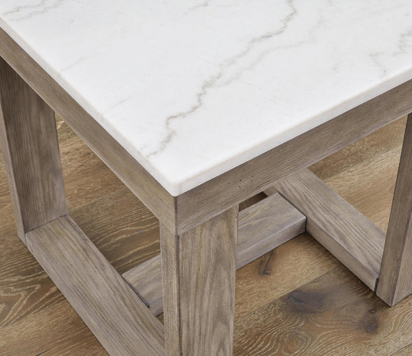 Casual Marble Square End Table, Brown / Ivory Finish, for Living Room – alternate view 5