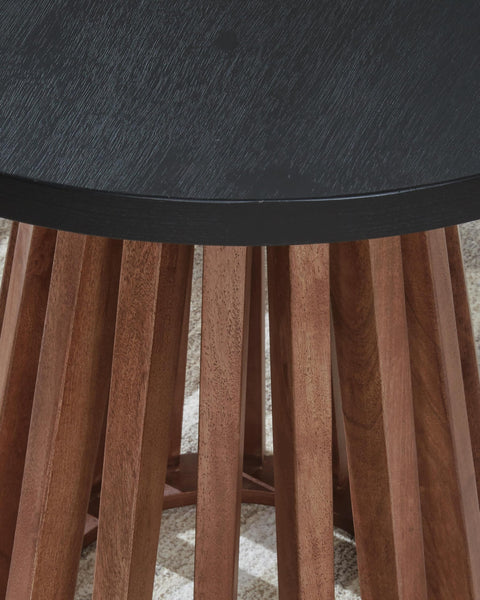 Everyday Mango Wood Round End Table, Warm Brown / Black Finish, for Living Room – alternate view 5