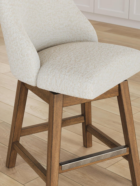 Set of 2 Oatmeal / Light Brown Wood Swivel Counter Height Bar Stools, Lodge – alternate view 6