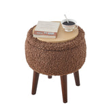 GTU Furniture Modern Barrel Teddybear Plush Accent/Side Brown Lounge Chair with Storage Ottoman for Bedroom Living Room Set — Dark Brown