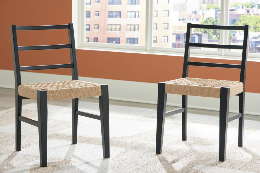 GTU Furniture Set of 2 Isanti Organic Natural Modern Dining Chair Kitchen Side Chair Solid Frame Natural