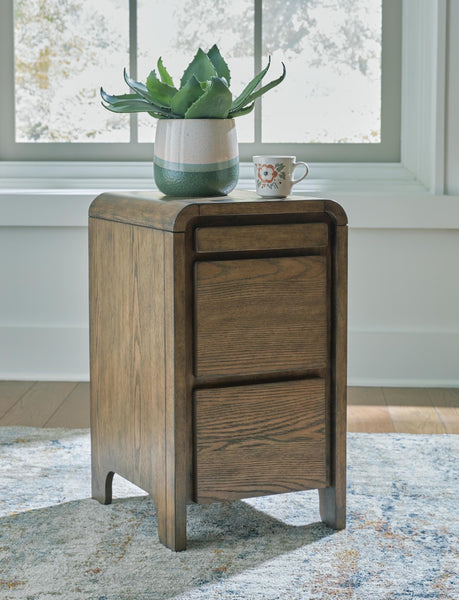 Sleek Engineered Wood Rectangular Accent Table, with Storage Drawers, Brown Finish, for Living Room – product view