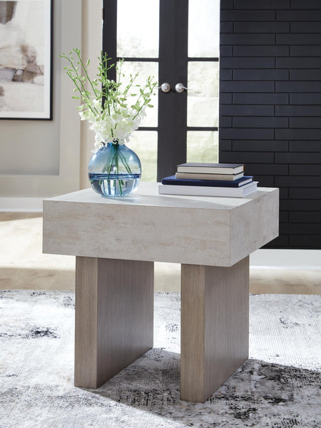 Modern Oak Square End Table, Light Grayish Brown Finish, for Living Room – product view