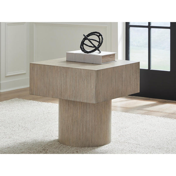 Contemporary Oak Square End Table, Light Grayish Brown Finish, for Living Room – product view