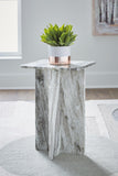 Contemporary Marble Square Accent Table, Gray Finish, for Living Room – product view