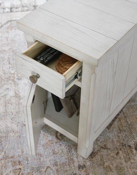 Casual Ash Wood Rectangular Chairside End Table, with Storage Drawer, Antique White Finish, for Living – alternate view 6