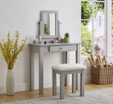 GTU Furniture Transitional Vanity Set with Mirror Stool — Silver