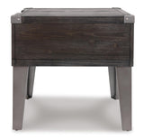 Contemporary Engineered Wood Rectangular End Table, with Storage Drawer, Built-in USB Charging, Dark Gray – alternate view 4