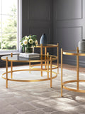 Casual Glass Square 3-Piece Coffee Table Set, Cocktail Table with 2 Matching End Tables, Gold Finish – alternate view 5