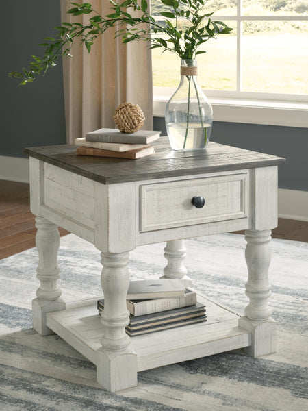 Everyday Pine Square End Table, with Open Shelf, White / Gray Finish, for Living Room – product view