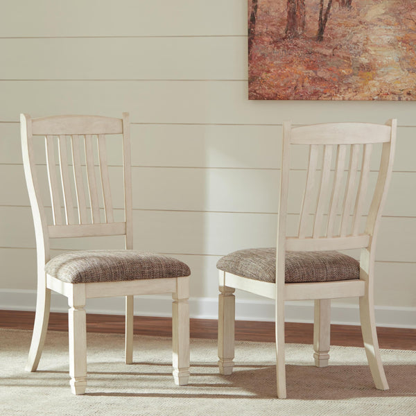 Set of 2 Bolanburg Farmhouse Traditional Dining Chair Kitchen Side Chair Solid Frame Antique White Brown – product view