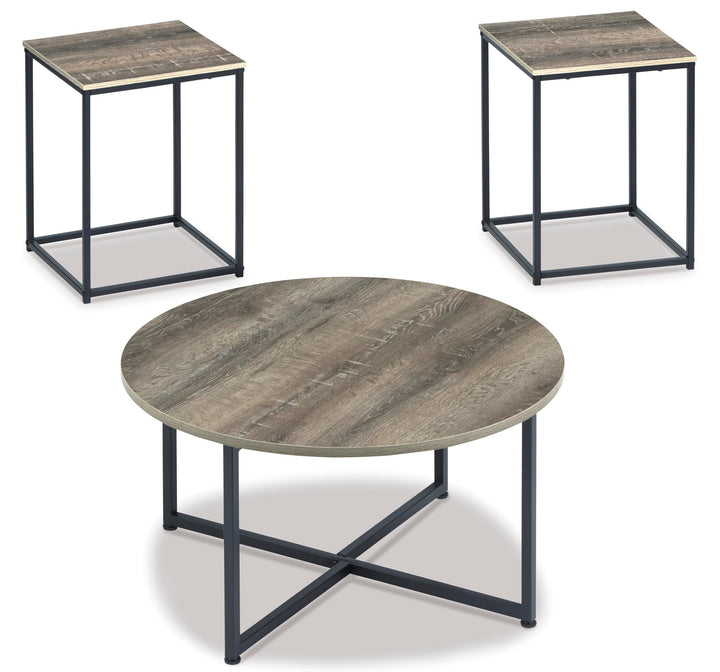 Contemporary Engineered Wood Round 3-Piece Coffee Table Set, Cocktail Table with 2 Matching End Tables – product view