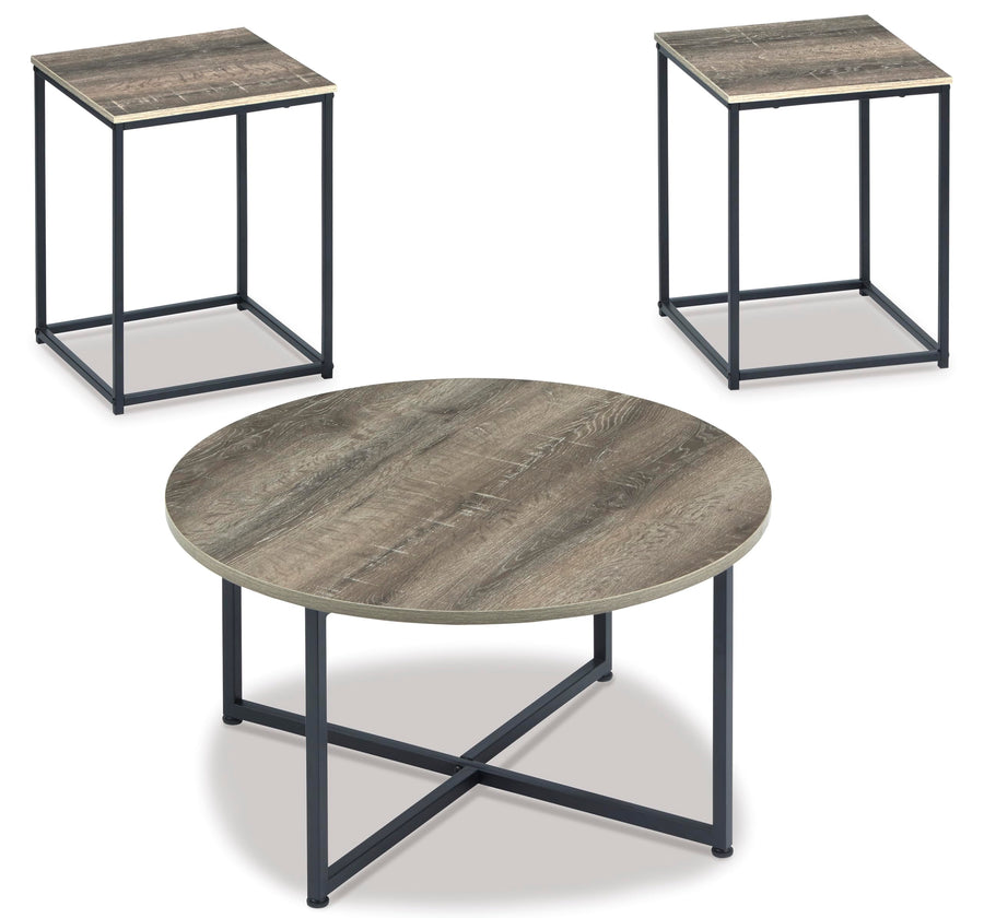GTU Furniture Contemporary Engineered Wood Round 3-Piece Coffee Table Set, Cocktail Table with 2 Matching End Tables