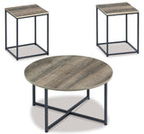 Contemporary Engineered Wood Round 3-Piece Coffee Table Set, Cocktail Table with 2 Matching End Tables – product view