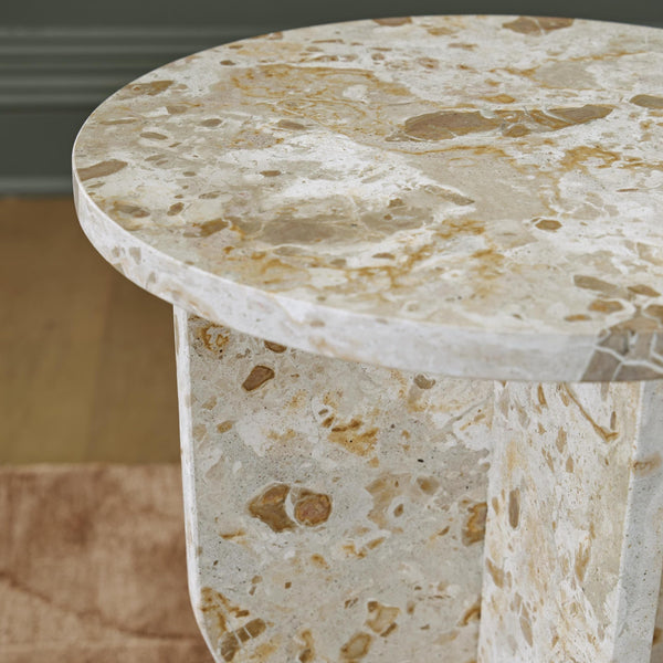 Contemporary Marble Square Accent Table, Beige Finish, for Living Room – alternate view 3