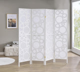 GTU Furniture Japanese Style 4 Panels Wood Shoji Room Divider Screen Oriental for Home/Office – Bubble White product view