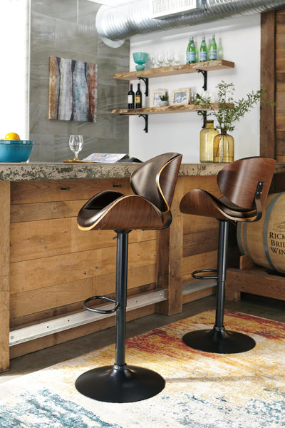 GTU Furniture Brown Faux Leather Adjustable Height Swivel Bar Stool with Footrest, Dining