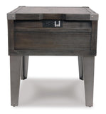 Contemporary Engineered Wood Rectangular End Table, with Storage Drawer, Built-in USB Charging, Dark Gray – alternate view 3