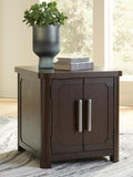 Relaxed Oak Rectangular End Table, with Open Shelf, Dark Brown Finish, for Living Room – product view