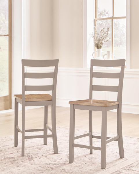 Set of 2 Natural / Gray Wood Counter Height Bar Stools, Two-Tone, Solid Wood – alternate view 6
