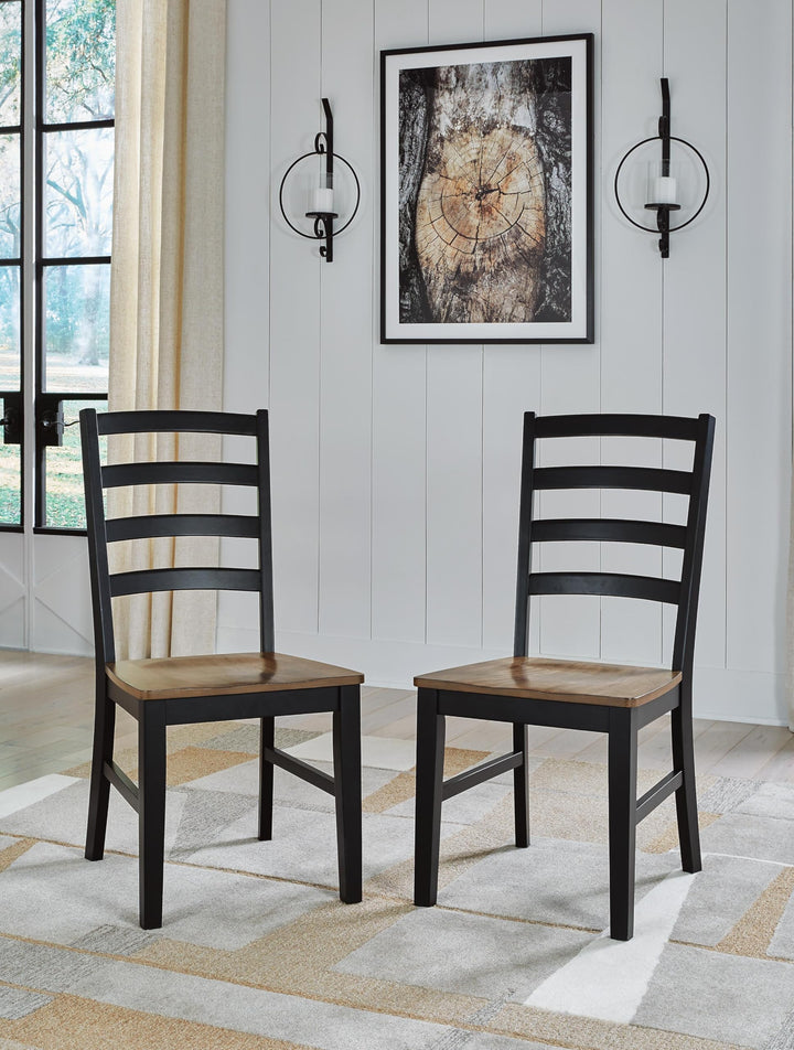 Set of 2 Wildenauer Modern Farmhouse Dining Chair Kitchen Side Chair Solid Frame Dark Brown Black – product view