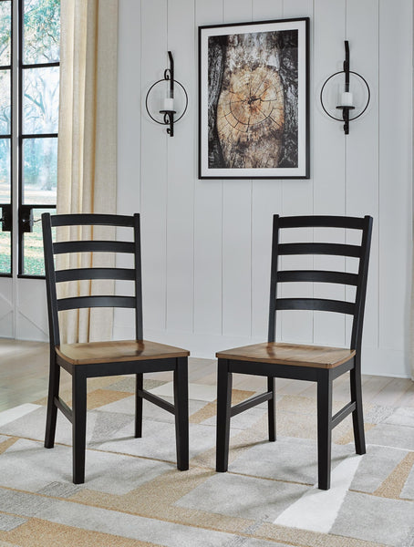 GTU Furniture Set of 2 Wildenauer Modern Farmhouse Dining Chair Kitchen Side Chair Solid Frame Dark Brown Black