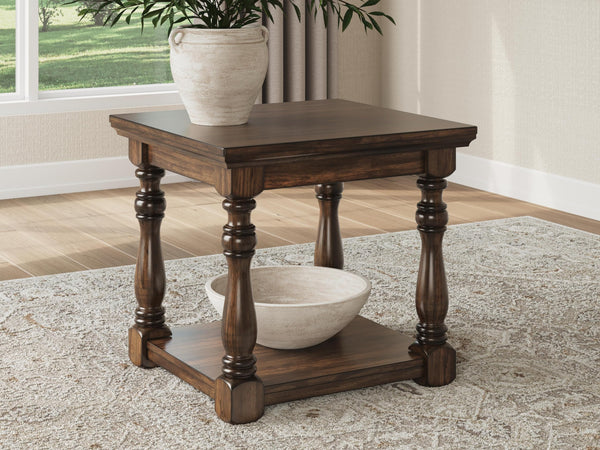 Classic Engineered Wood Rectangular End Table, with Open Shelf, Brown Finish, for Living Room – alternate view 6