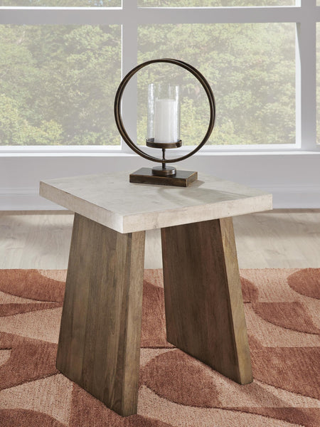 Relaxed Mango Wood Square End Table, Light Brown Finish, for Living Room – product view