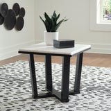 Contemporary Marble Square End Table, White / Espresso Finish, for Living Room – product view