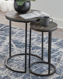 Set of 2 Casual Ash Wood Square Accent Table, Black / Gray Finish, for Living Room – product view