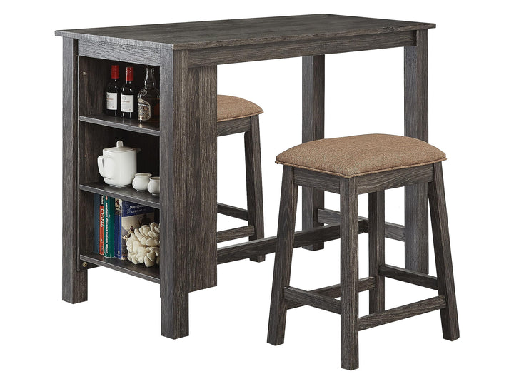GTU Furniture Elegant Wood Veneer High Top Kitchen Dining Room Bar Set/Barstool (1xTable+2xBarstool)