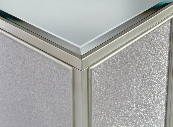 Set of 2 Sleek Glass Square Nesting End Tables, Silver Finish, for Living Room – alternate view 5