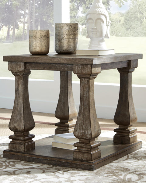 Casual Elm Rectangular End Table – Gray – product view