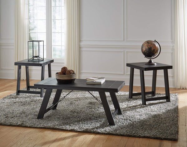 Casual Engineered Wood Rectangular 3-Piece Coffee Table Set, Cocktail Table with 2 Matching End Tables – alternate view 2