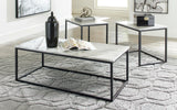 Contemporary Engineered Wood Rectangular 3-Piece Coffee Table Set, Cocktail Table with 2 Matching End Tables – product view