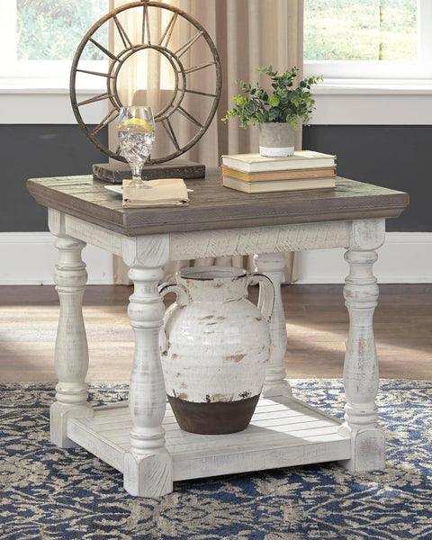 Everyday Pine Rectangular End Table, with Open Shelf, Gray / White Finish, for Living Room – product view