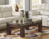 GTU Furniture Brown Faux Stone Pattern Top w/Drawer Table — Coffee Table