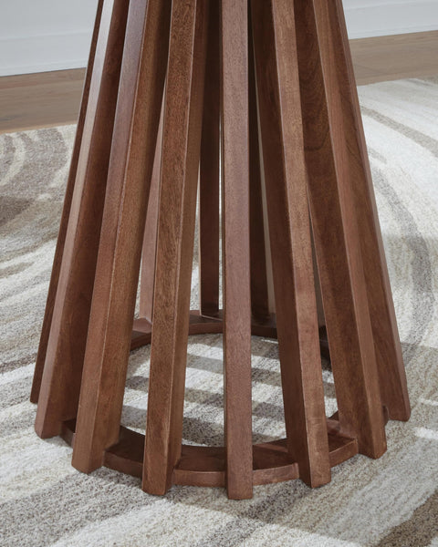 Everyday Mango Wood Round End Table, Warm Brown / Black Finish, for Living Room – alternate view 4