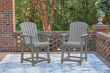 Set of 2 Dark Gray Wood Outdoor Counter Height Bar Stools with Arms, Patio – alternate view 5